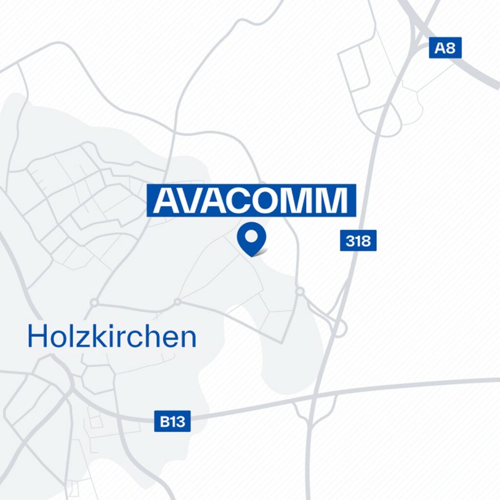 Standortkarte von AVACOMM in Holzkirchen – regionaler Glasfaseranbieter für zuverlässige Breitbandvernetzung in Bayern.