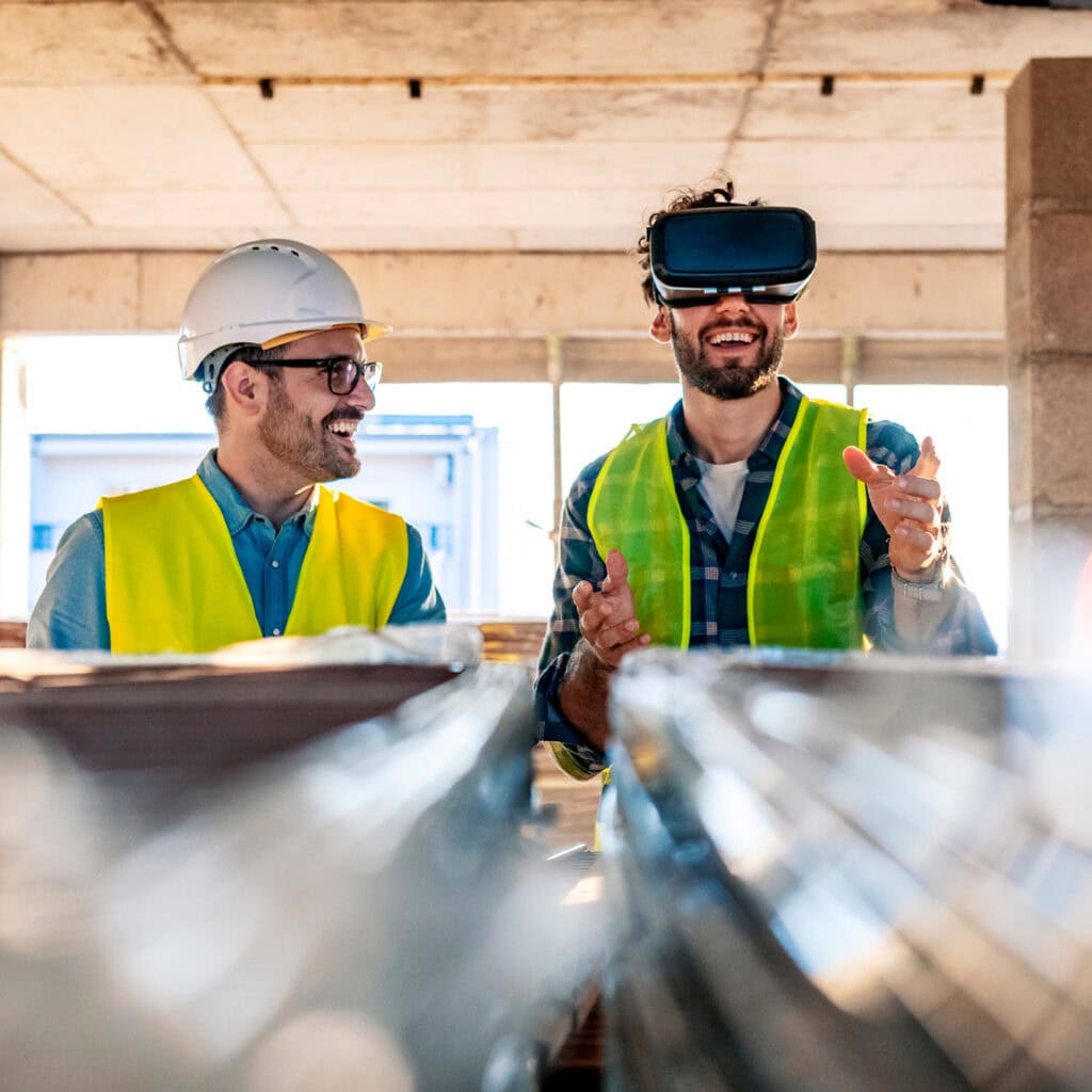 BauleVR Brille auf einer Baustelle im Einsatz. Avacomm bietet Glasfaerlösungen für Unternehmen, Kommunen und Privatkunden.